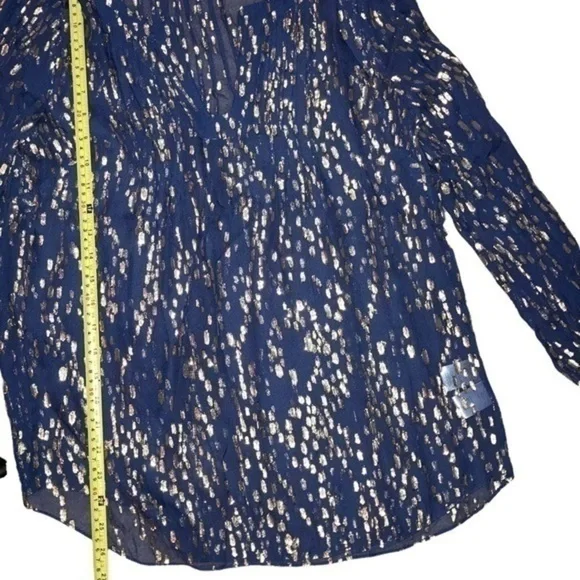 Lilly Pulitzer gold and blue silk blend sheer blouse